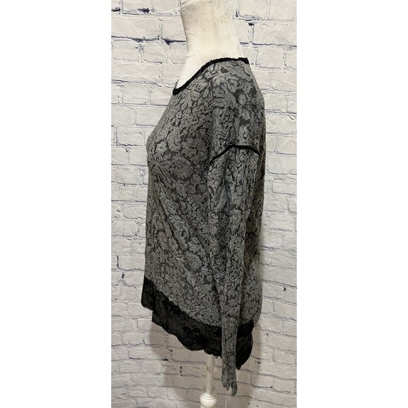Zara W&B Collection Gray Black Lace Tunic Blouse Women Hi Low Long Sleeve Small - Picture 3 of 5